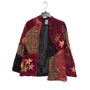 Vintage Indigo Moon Patchwork Jacket XS Rayon Polyester Blend